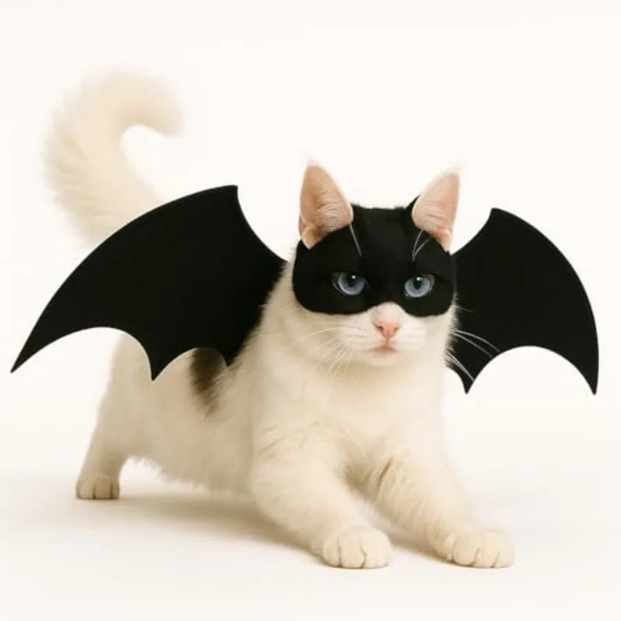 Cat Kitten Clothes Costume Pet Halloween Costumes Outfits for Cats Apparel Batman Mask Helmet Bat Wings