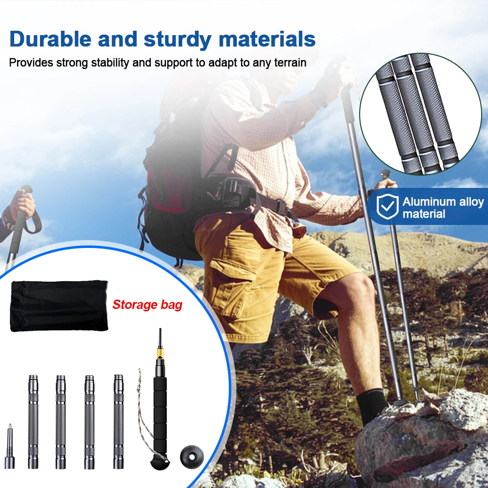Multifunction Trekking Poles for Outdoor Hiking and Walking Collapsible, Lightweight 5 Section Hiking Poles, Telescopic