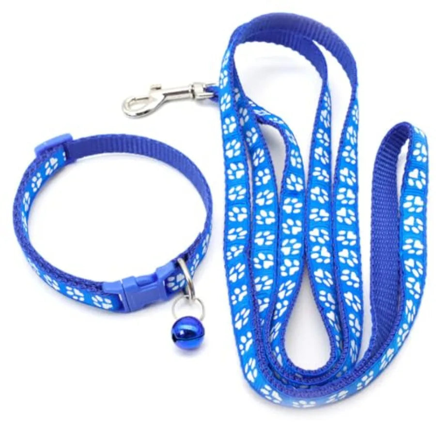 4 Sets Pet Collar and Leash Sets Dog Collars and Leashes Cute Puppy Collars Adjtable Cat Collars Quick Release Collars Kitten B