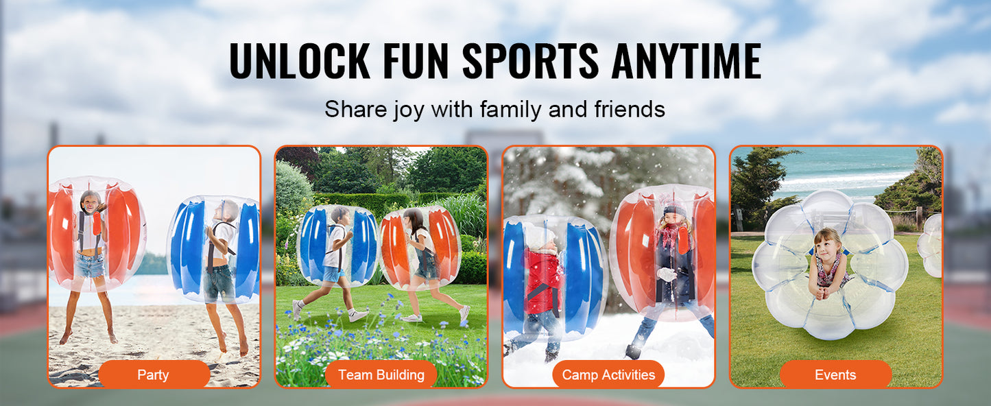 SucceBuy 2-Pack 2/3FT Inflatable Bumper Balls Body Sumo Zorb Balls for Kids & Teens Durable PVC Human Hamster Bubble Balls